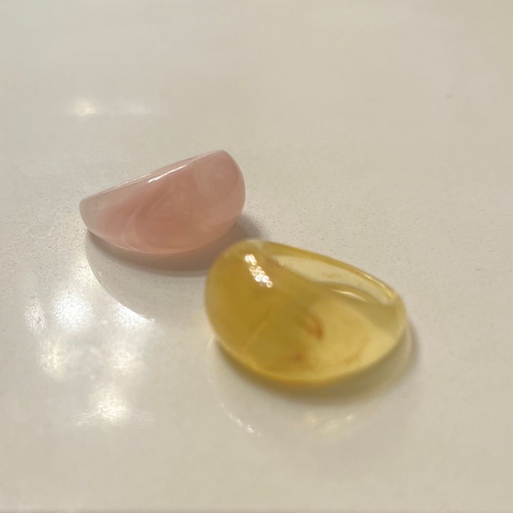Pink and Yellow Resin Rings